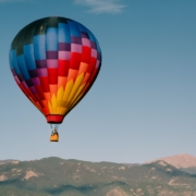 yellow blue and red hot air balloon